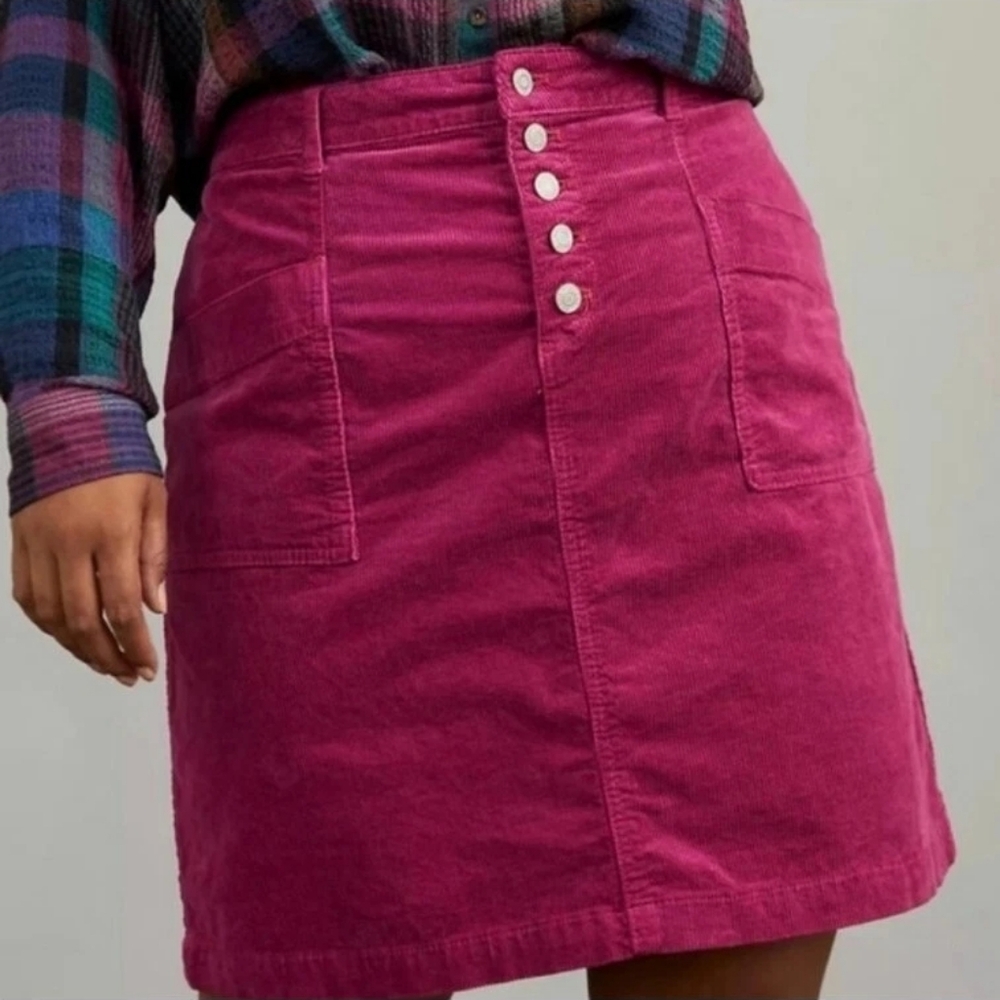 Anthropologie PILCRO and The Letterpress TALIA Corduroy Mini Skirt Button Up